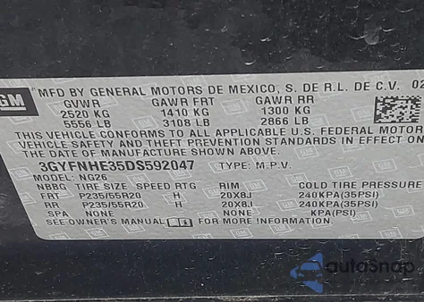 2013 Cadillac Srx Performance Collection z USA, uszkodzony, nr VIN 3GYFNHE35DS592047